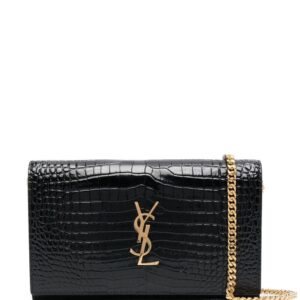 Saint Laurent Cassandre crocodile-embossed chain wallet