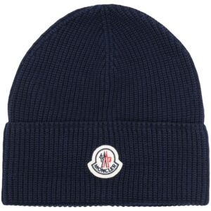 Moncler logo-patch cotton beanie