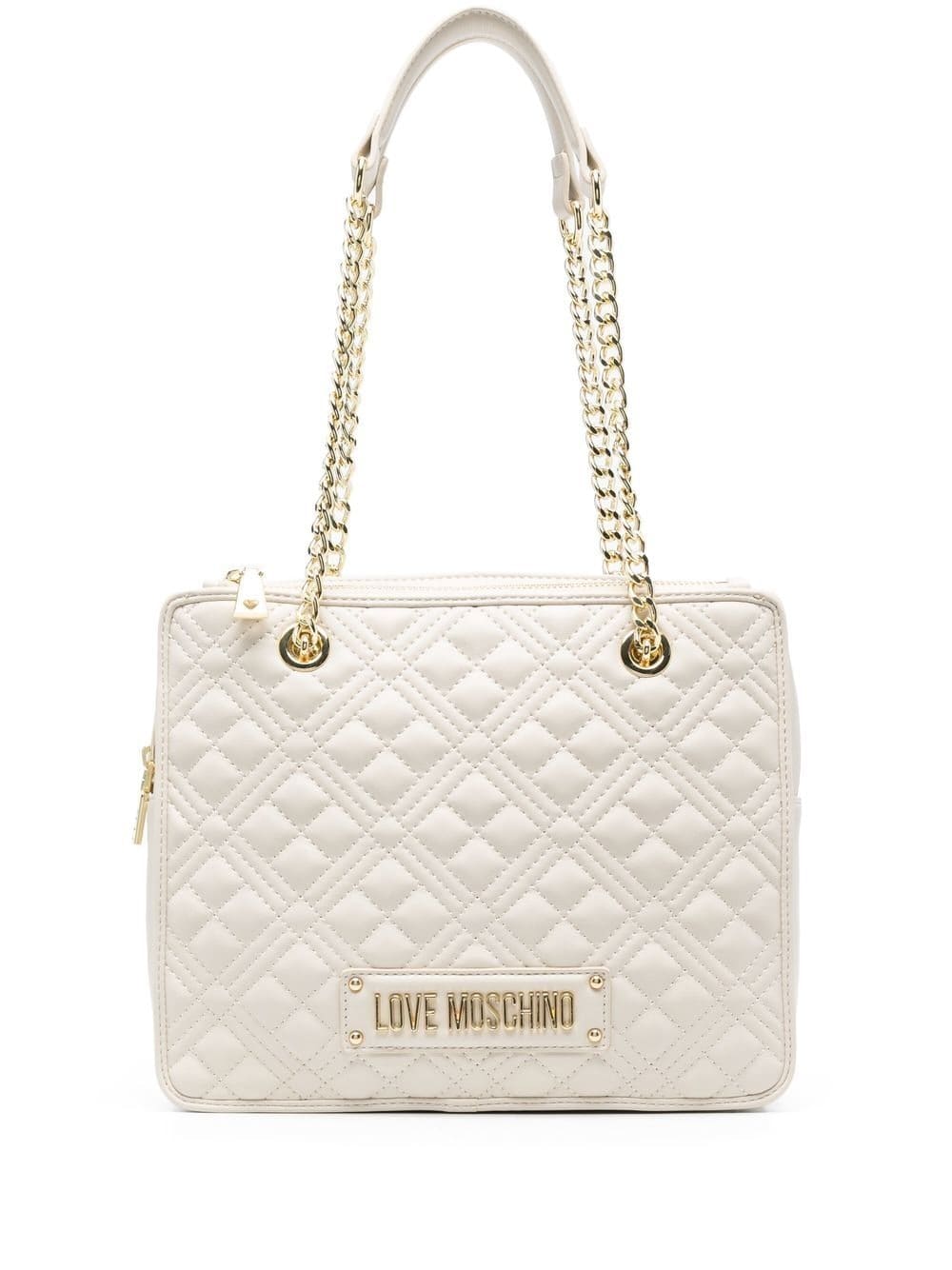 Love Moschino logo-plaque quilted shoulder bag