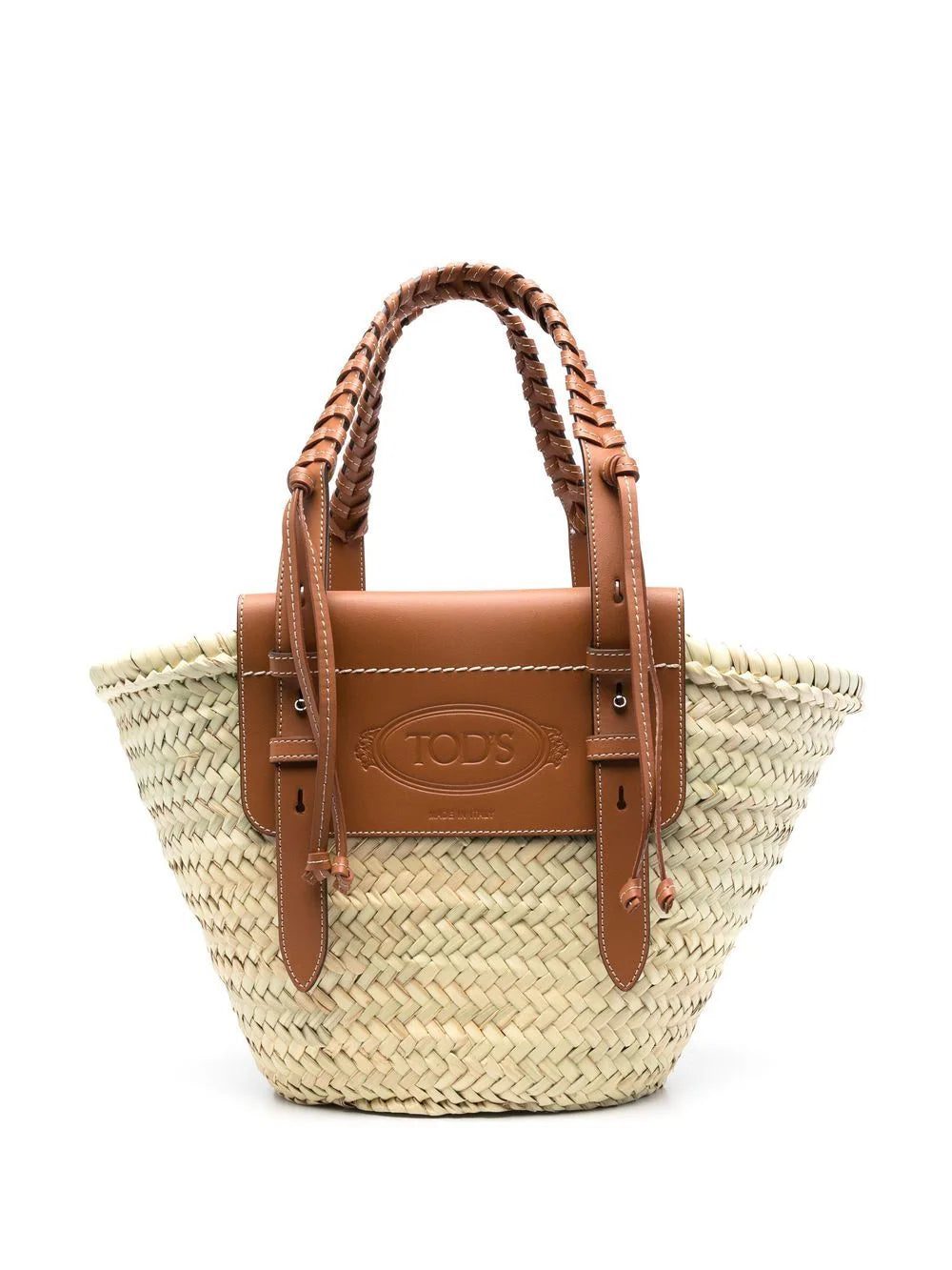 Tod's logo-debossed raffia tote bag