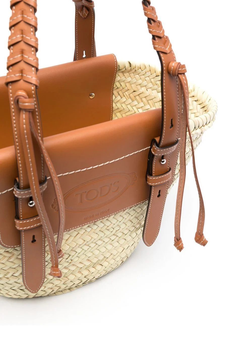Tod's logo-debossed raffia tote bag - Image 4