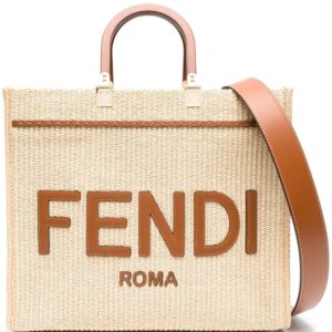 FENDI medium Sunshine raffia tote bag