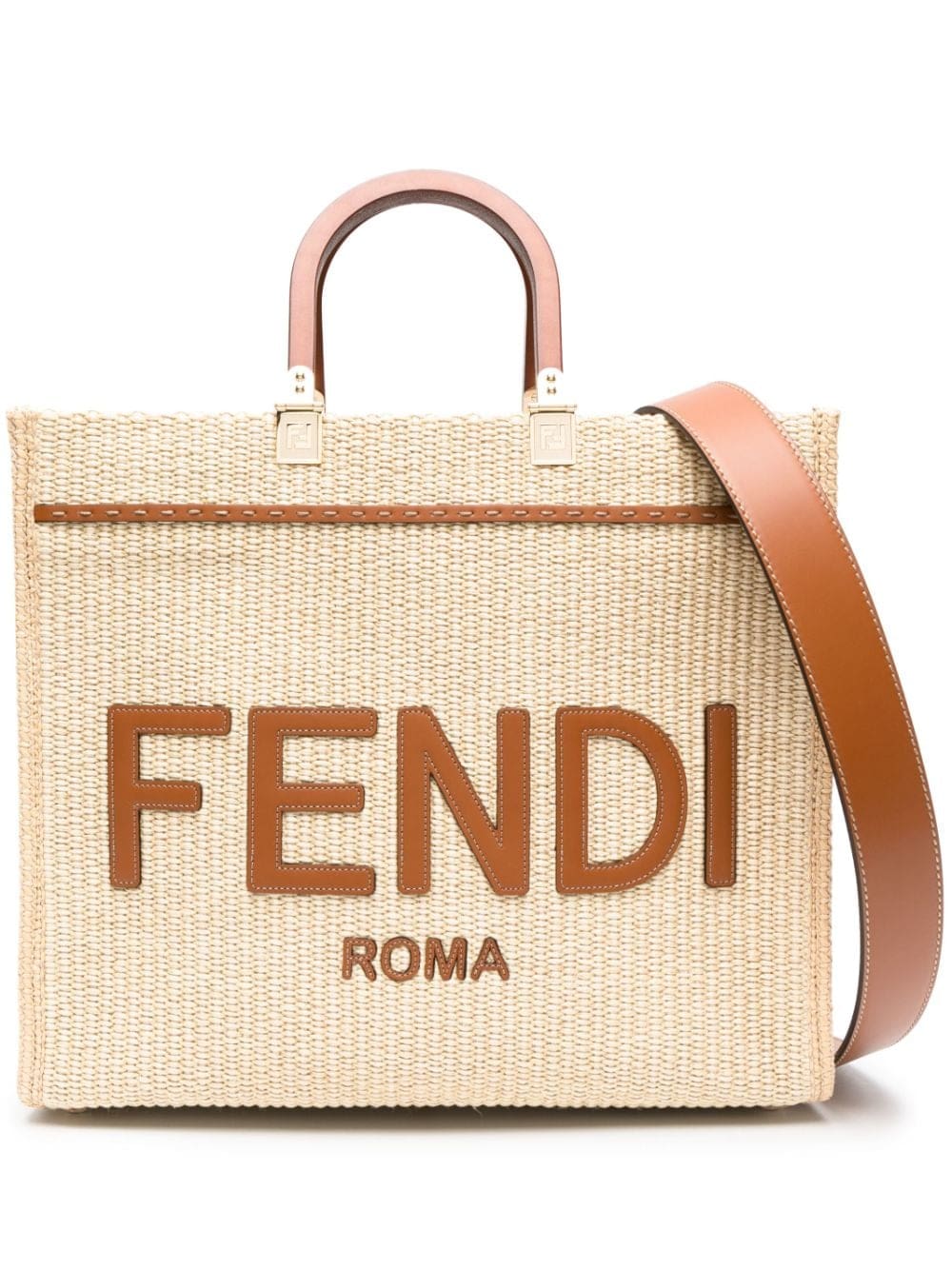 FENDI medium Sunshine raffia tote bag