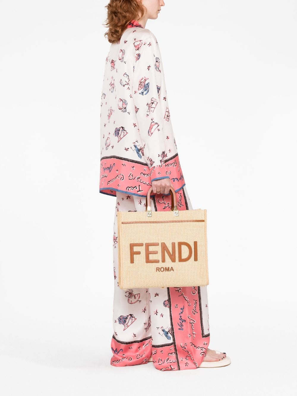 FENDI medium Sunshine raffia tote bag - Image 2