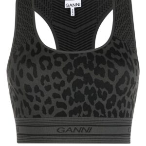 GANNI leopard-print racerback bralette