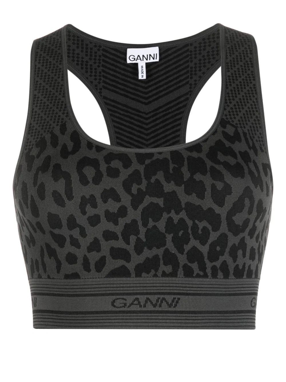 GANNI leopard-print racerback bralette