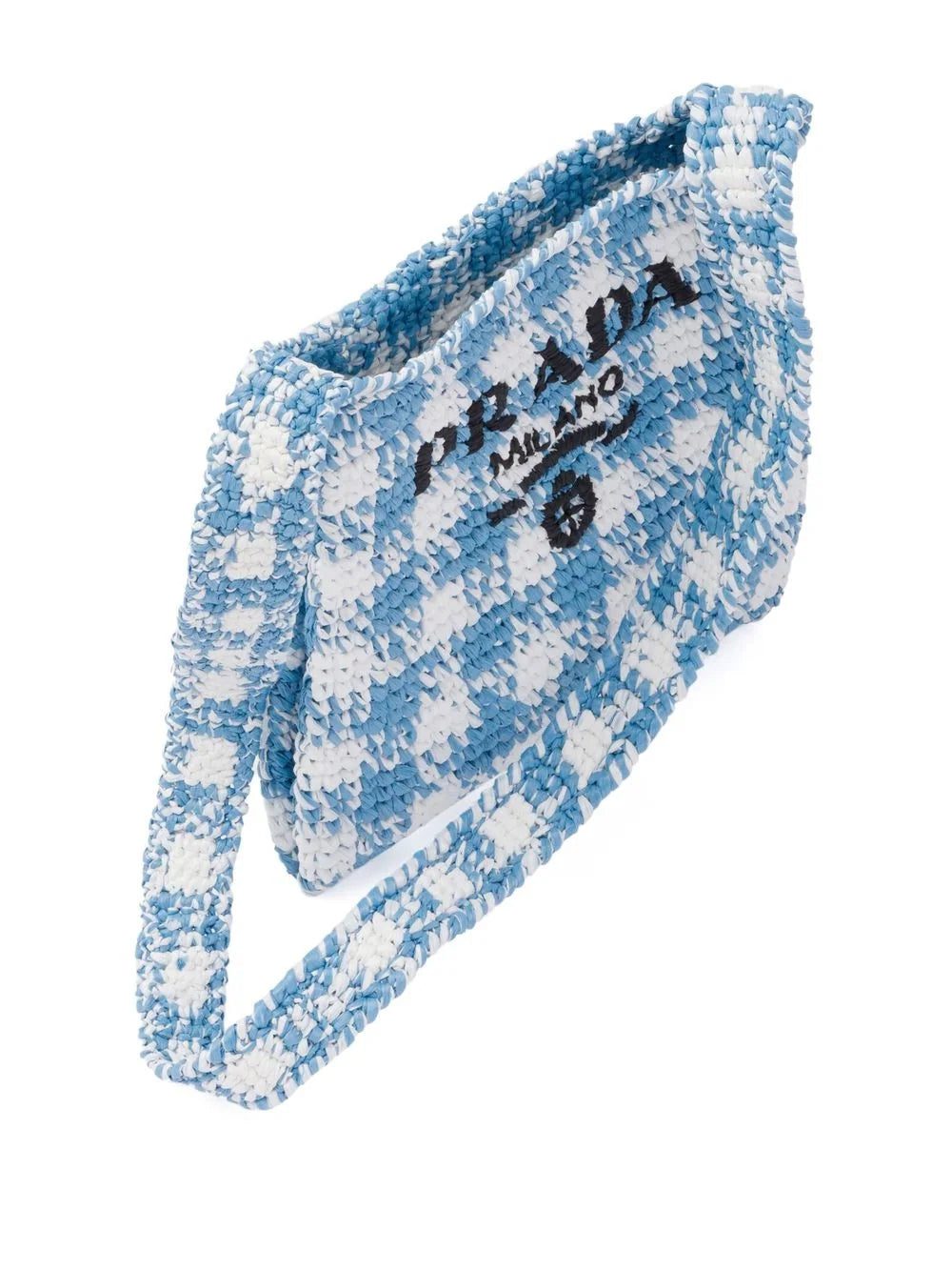 Prada houndstooth-pattern raffia shoulder bag - Image 4