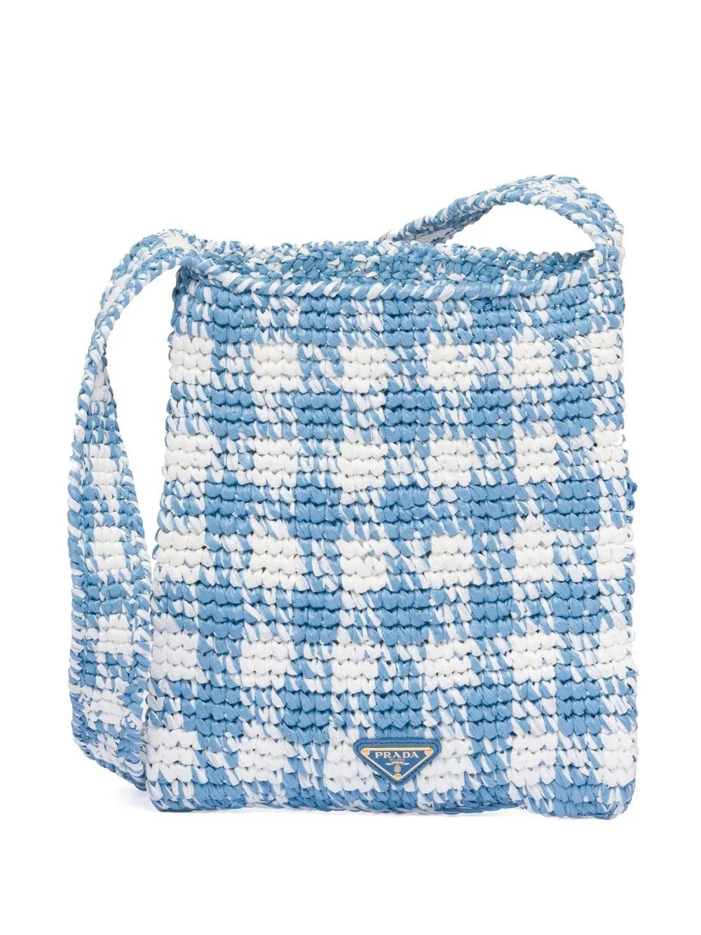 Prada houndstooth-pattern raffia shoulder bag - Image 2