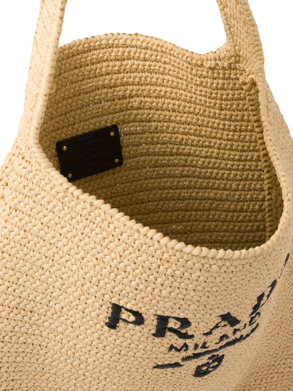 Prada logo-embroidered raffia tote bag - Image 4