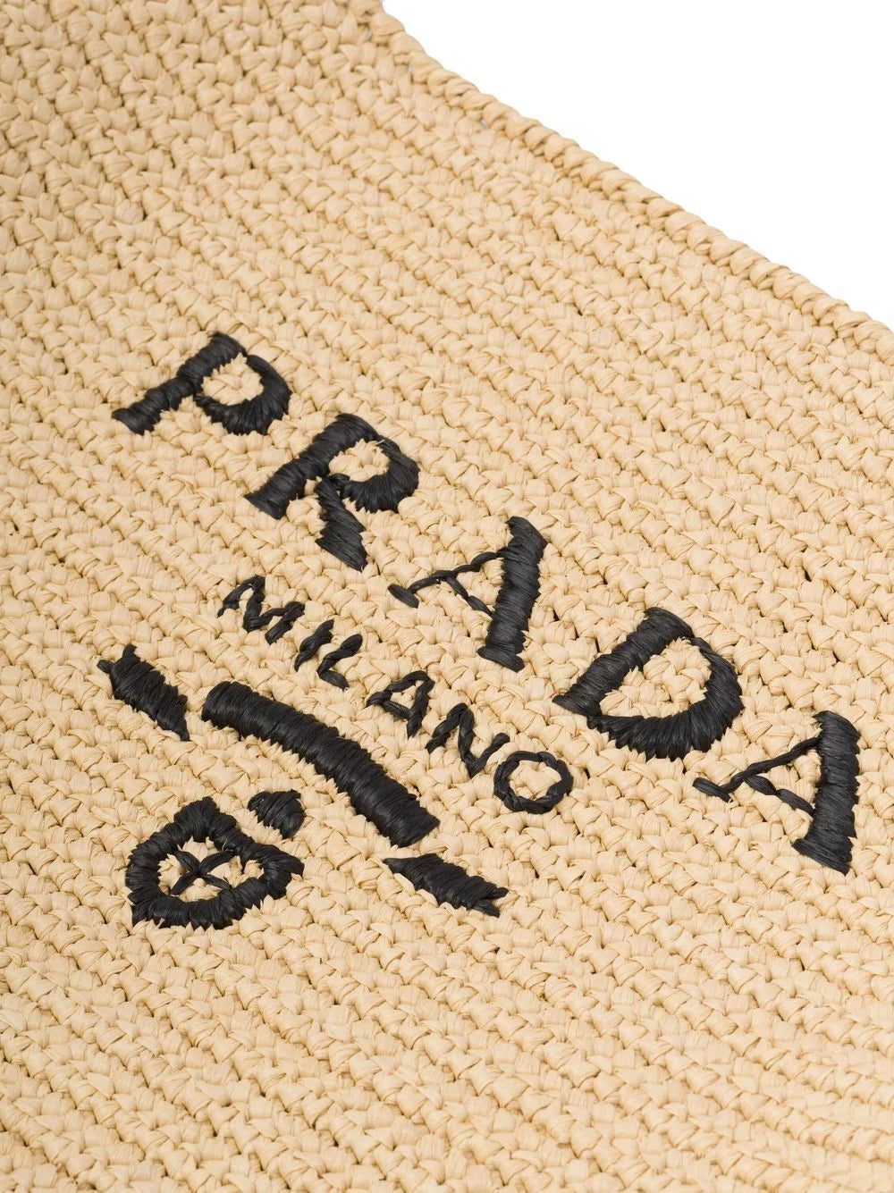 Prada logo-embroidered raffia tote bag - Image 3