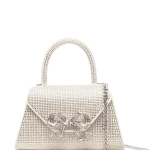 Self-Portrait bow-detail crystal-embellished tote bag
