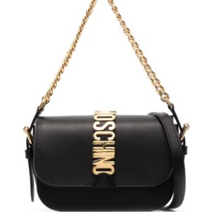 Moschino logo-plaque leather tote