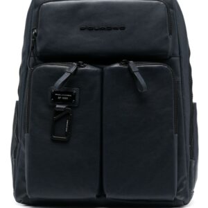 PIQUADRO logo-lettering leather backpack