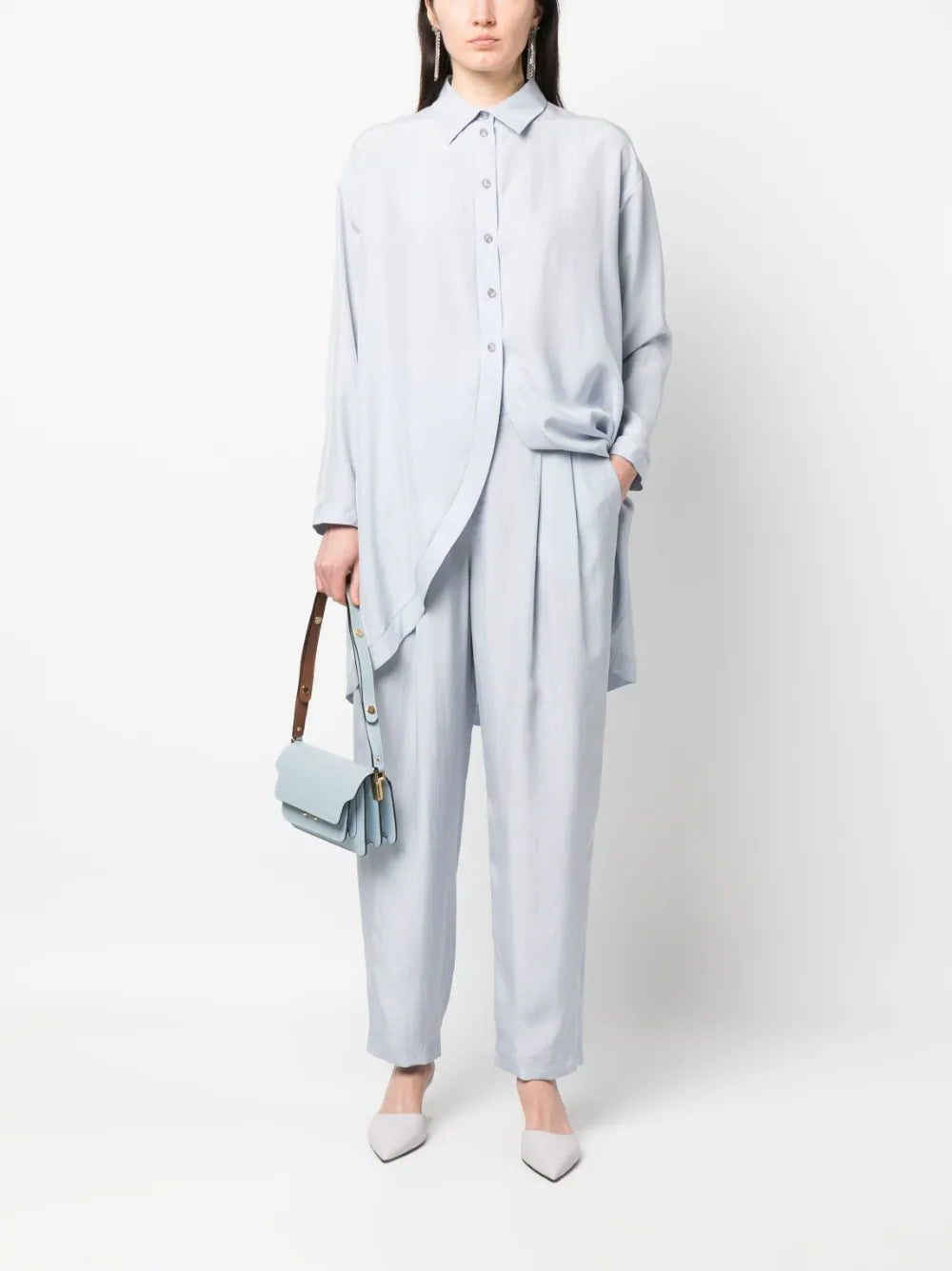 Giorgio Armani high-low button-fastening silk shirt - Image 2