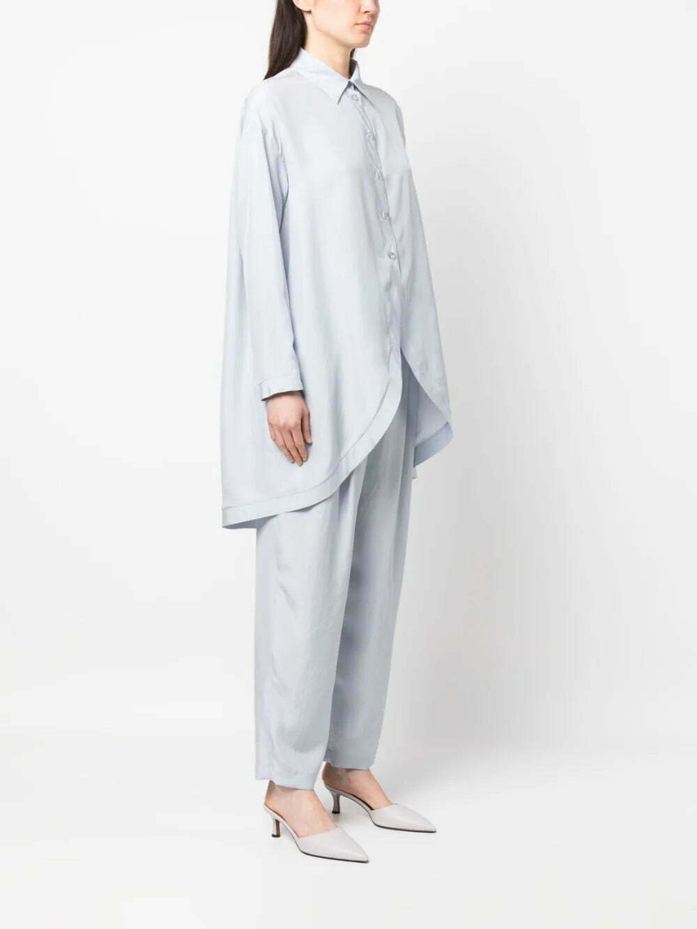 Giorgio Armani high-low button-fastening silk shirt - Image 3