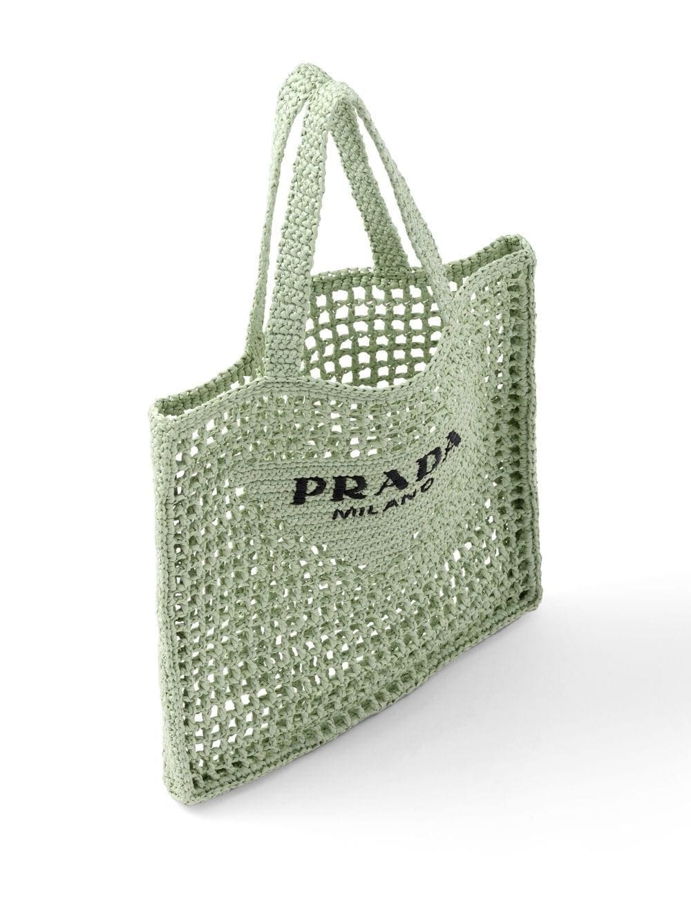Prada triangle-logo crochet rafia tote bag - Image 5