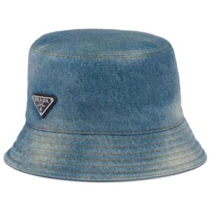Prada logo-embroidered denim bucket hat