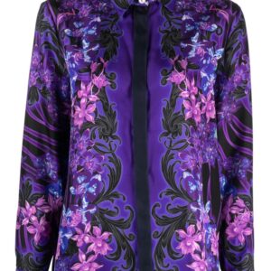 Versace  Orchid Barocco-print silk shirt