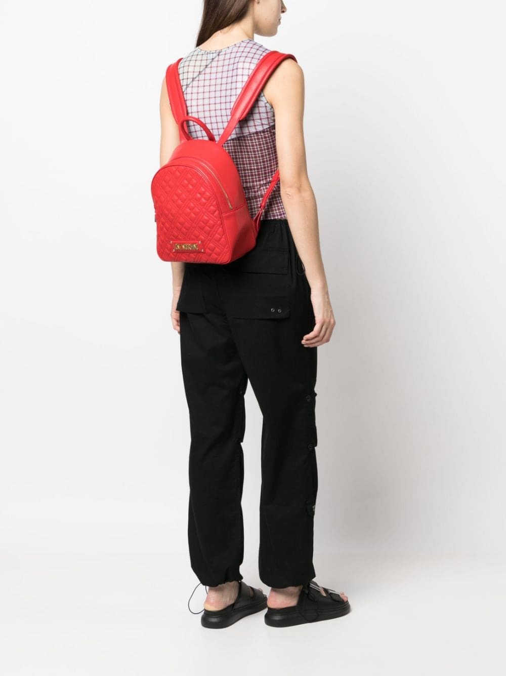 Love Moschino quilted logo-plaque backpack - Image 2