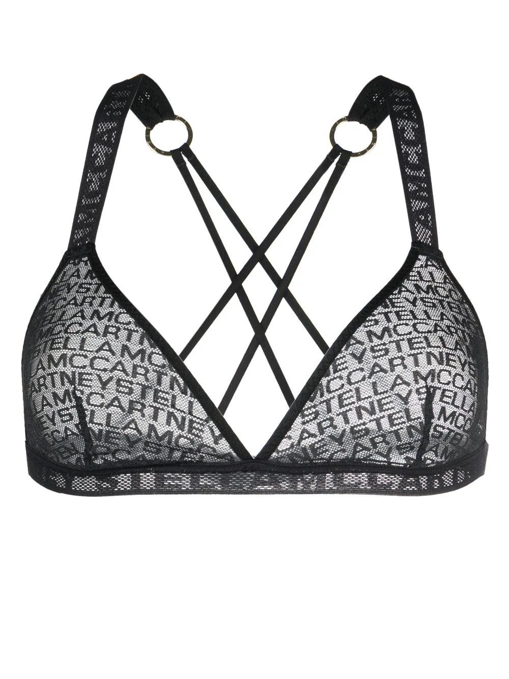 Stella McCartney cross-over logo-print bra