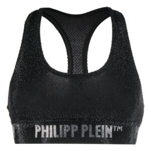 Philipp Plein crystal-embellished logo-underband bra