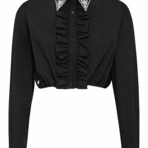 Philipp Plein  ruffled cotton cropped shirt