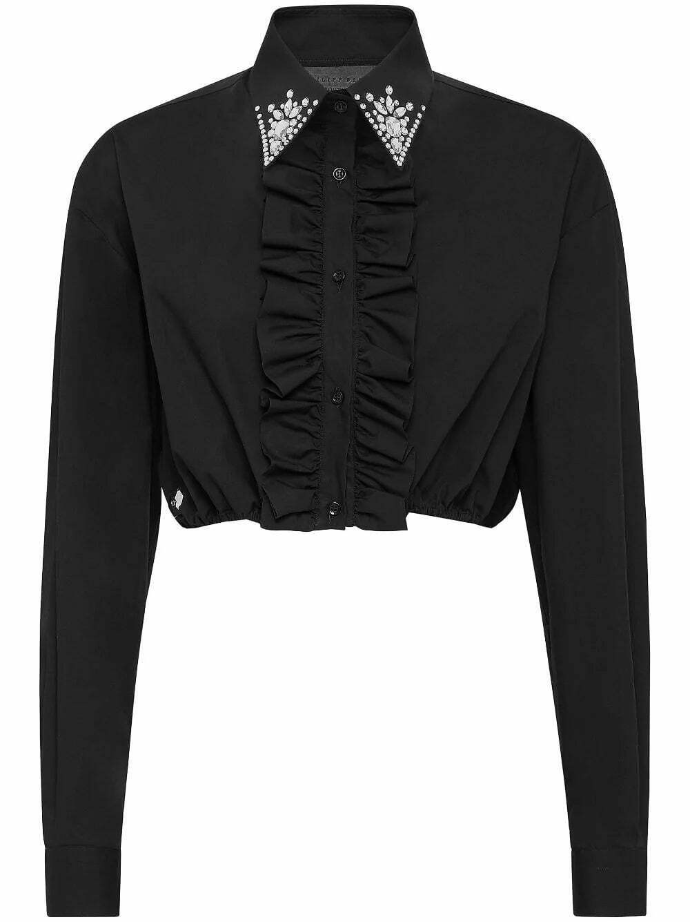 Philipp Plein ruffled cotton cropped shirt
