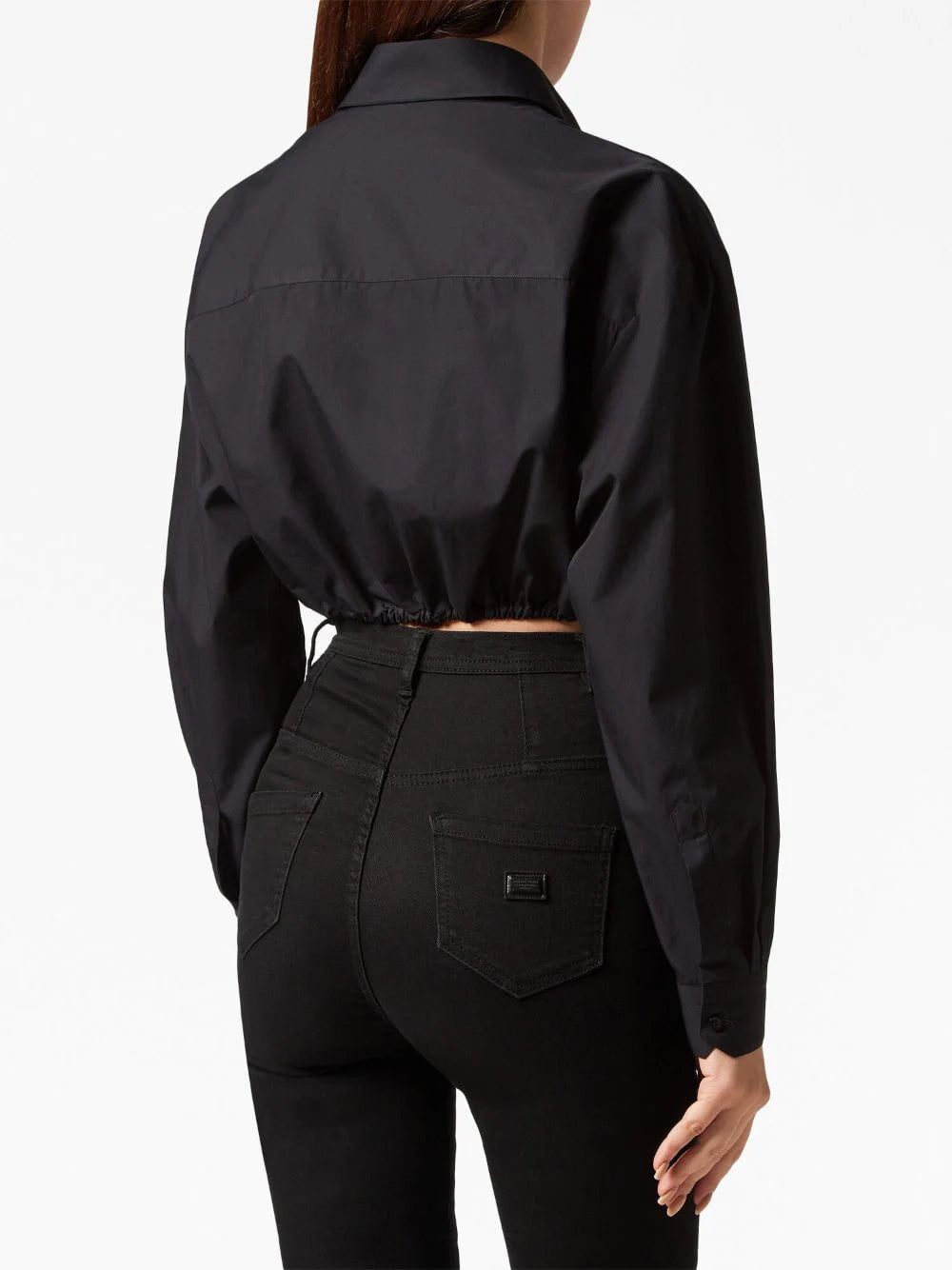 Philipp Plein ruffled cotton cropped shirt - Image 4