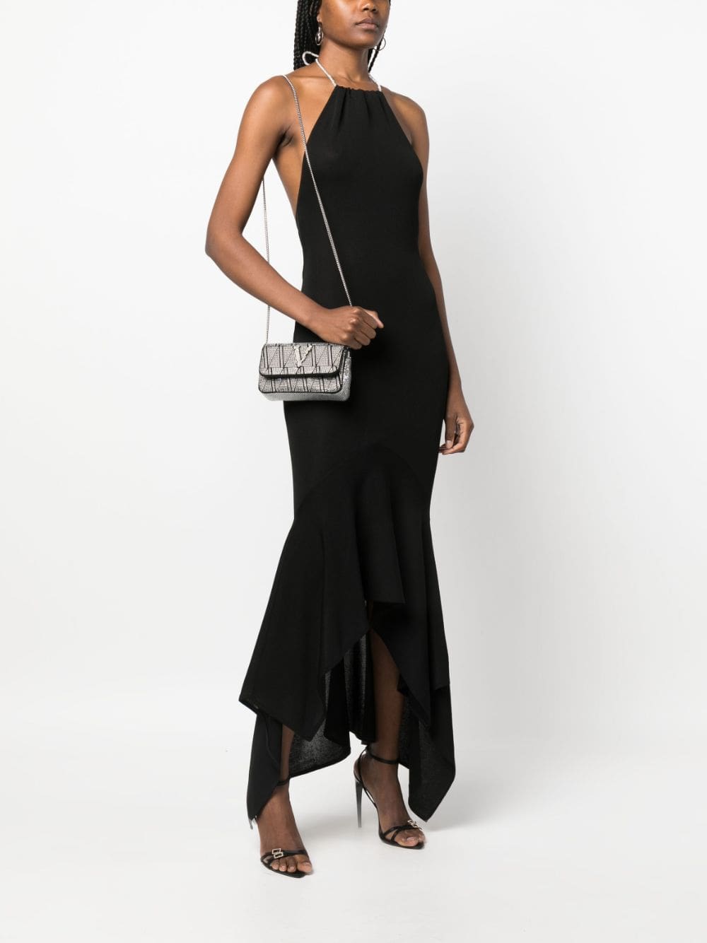 Versace Virtus crystal-embellished leather shoulder bag - Image 2