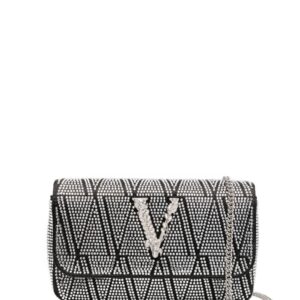 Versace Virtus crystal-embellished leather shoulder bag