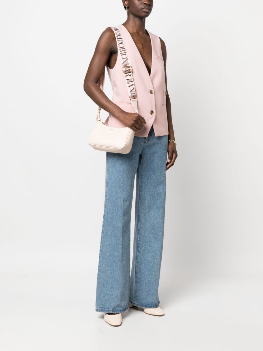 Emporio Armani engraved-logo faux-leather shoulder bag - Image 2