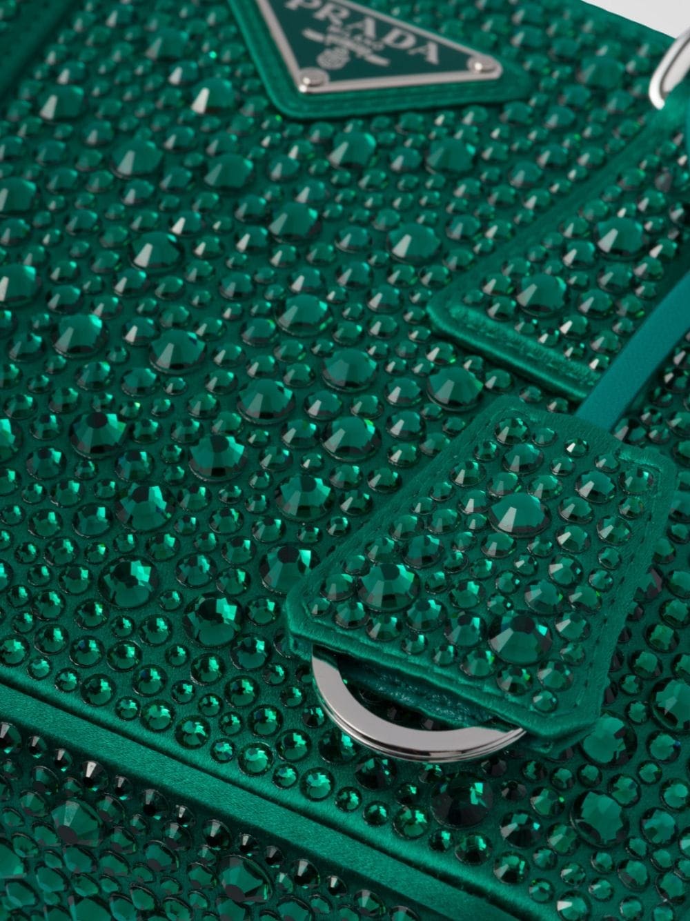 Prada Galleria crystal-embellished satin mini bag - Image 3