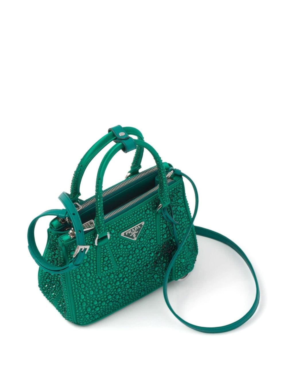 Prada Galleria crystal-embellished satin mini bag - Image 5