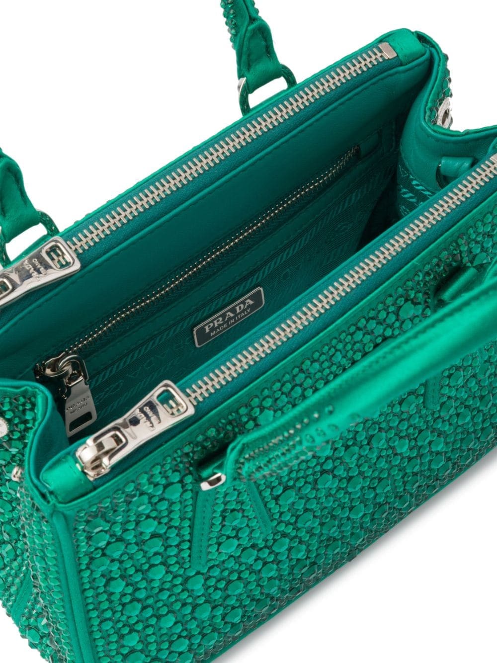 Prada Galleria crystal-embellished satin mini bag - Image 4