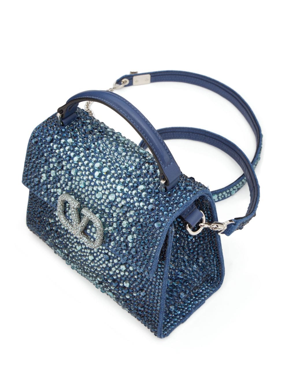 Valentino Garavani mini VSling rhinestone-embellished denim handbag - Image 5