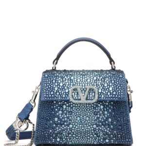 Valentino Garavani mini VSling rhinestone-embellished denim handbag