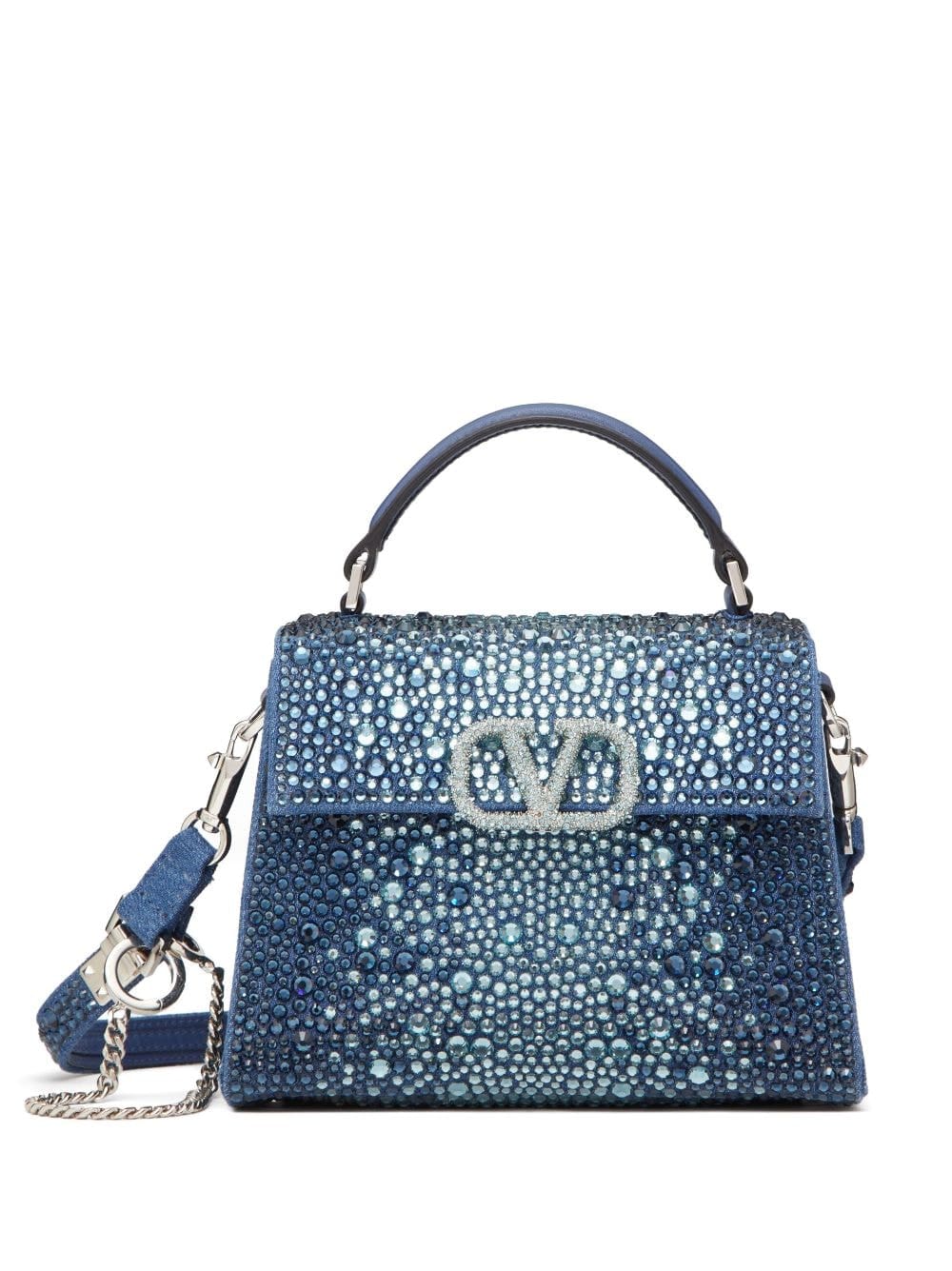 Valentino Garavani mini VSling rhinestone-embellished denim handbag