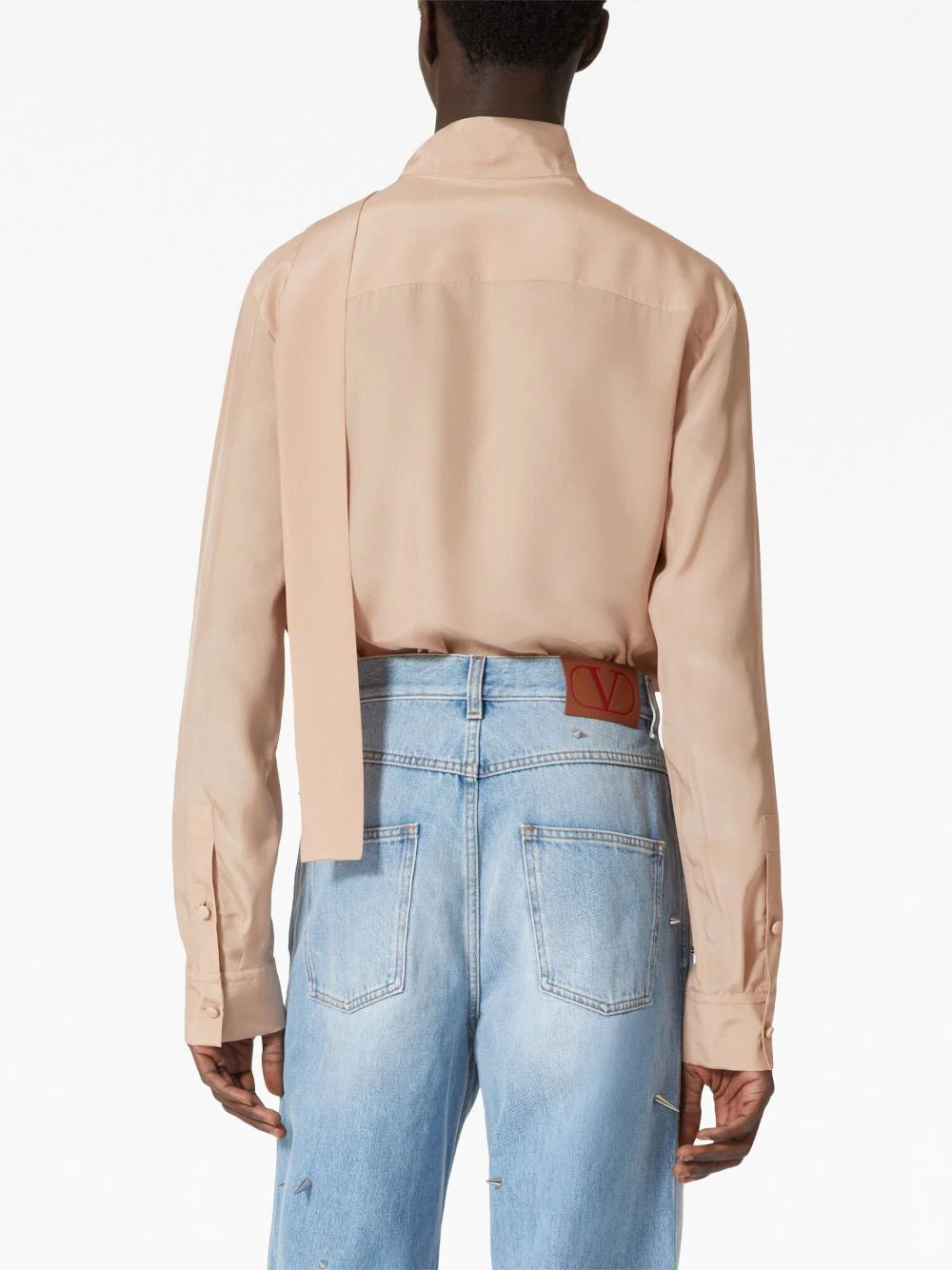 Valentino Garavani scarf-detail silk shirt - Image 4