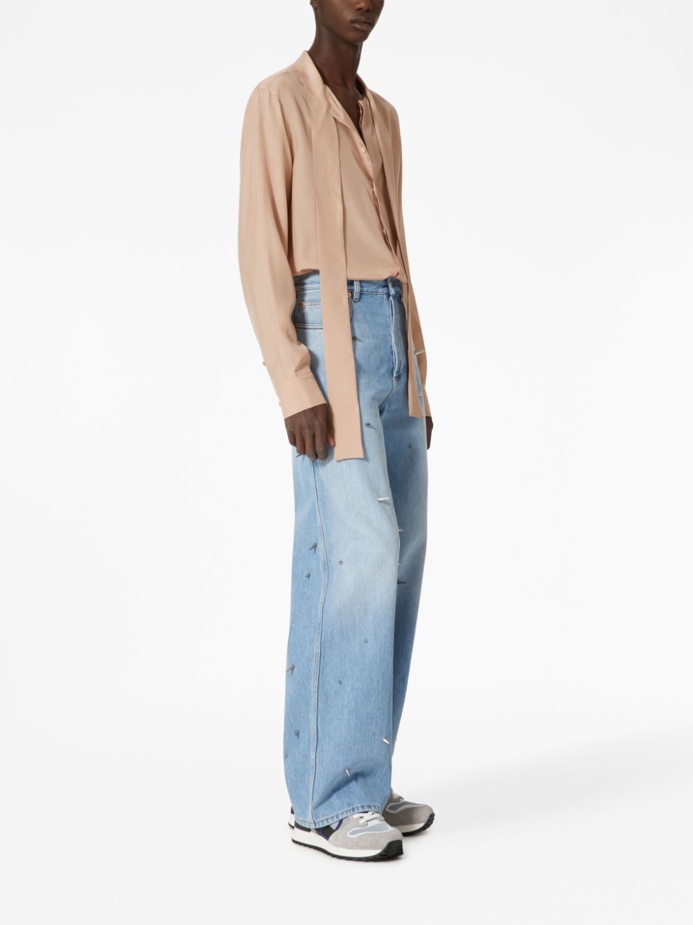 Valentino Garavani scarf-detail silk shirt - Image 2