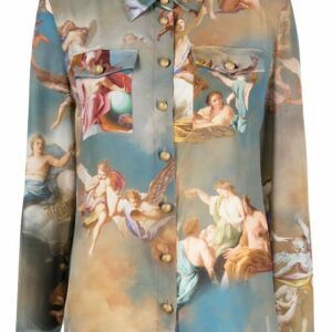 Balmain  sky-print silk shirt