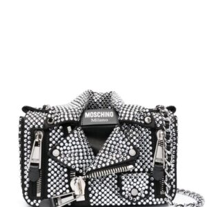 Moschino Biker crystal-embellished crossbody bag