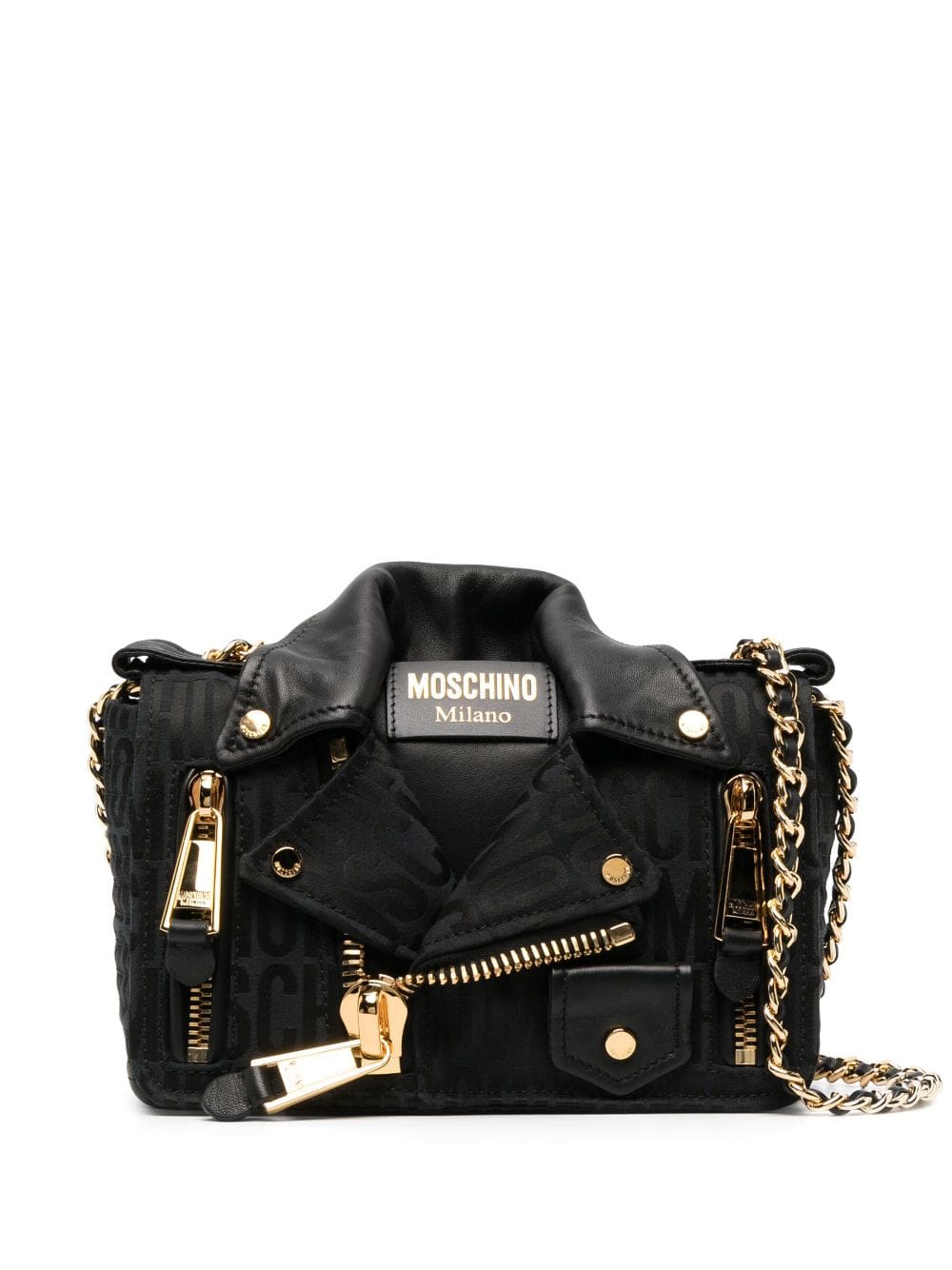 Moschino Biker logo-jacquard shoulder bag