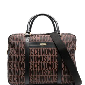 Moschino monogram-pattern leather laptop bag
