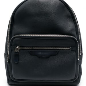 Santoni grained-texture leather backpack