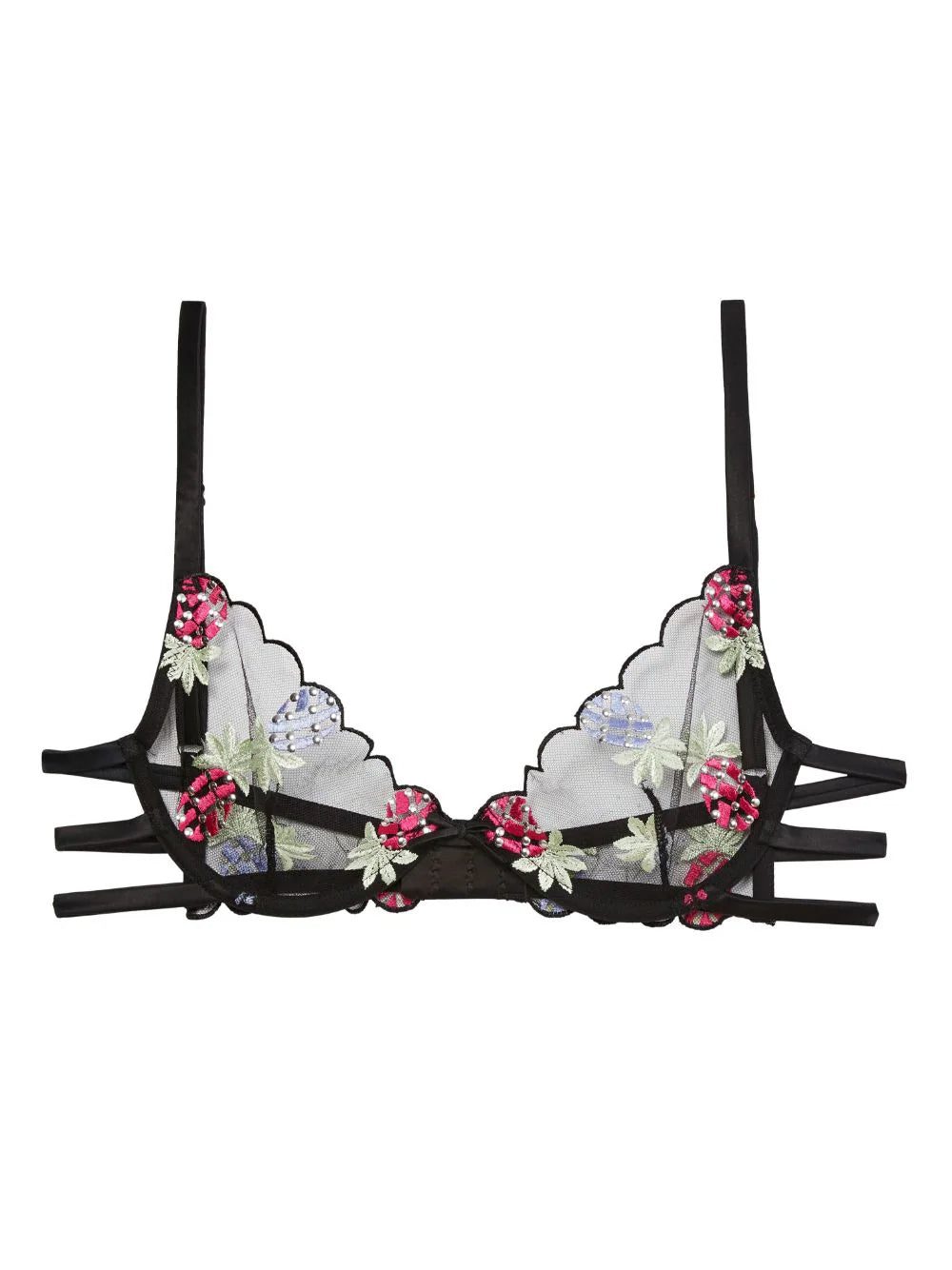 Fleur Du Mal embroidered-pineapple demi bra