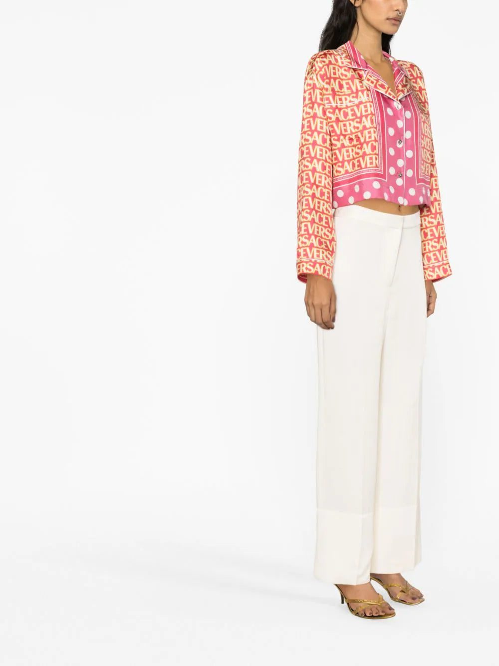 Versace Allover cropped silk shirt - Image 3
