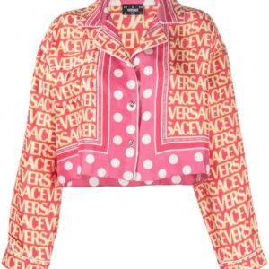 Versace  Allover cropped silk shirt