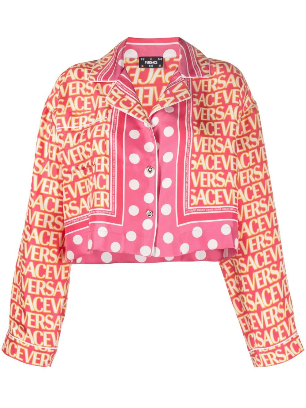 Versace Allover cropped silk shirt