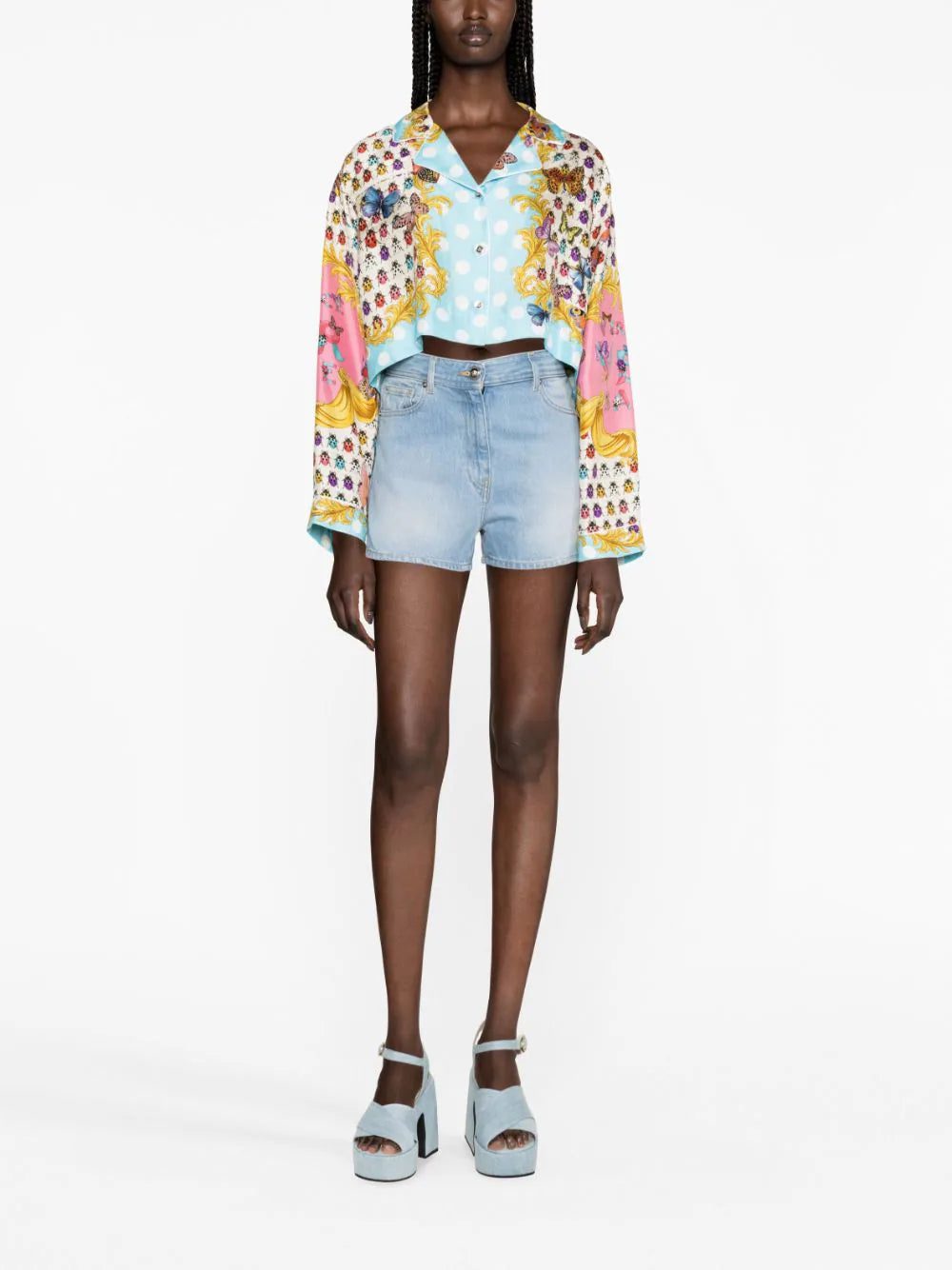 Versace Butterflies-print cropped silk shirt - Image 2