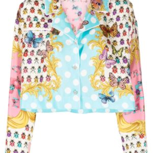 Versace  Butterflies-print cropped silk shirt